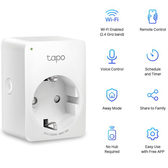 TP-Link Tapo P100 Mini Enchufe Inteligente Wi-Fi Blanco